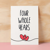 4 Year Anniversary Card For Husband or Wife Anniversary Card for 4th Anniversary Card For Boyfriend or Girlfriend Forth Wedding Anniversary