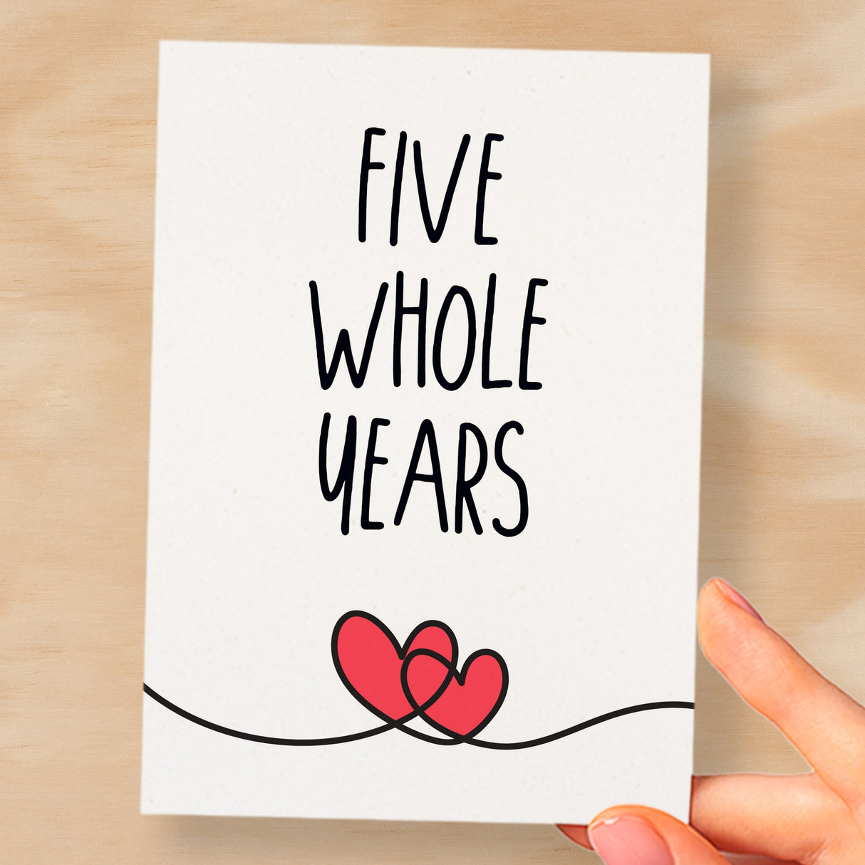 5 Year Anniversary Card For Husband or Wife Anniversary Card for 5th Anniversary Card For Boyfriend or Girlfriend Fifth Wedding Anniversary