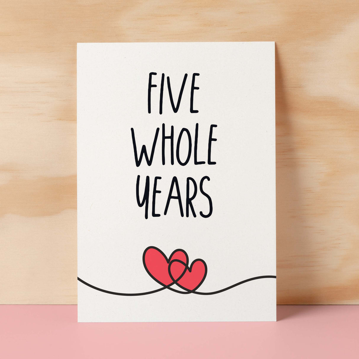 5 Year Anniversary Card For Husband or Wife Anniversary Card for 5th Anniversary Card For Boyfriend or Girlfriend Fifth Wedding Anniversary