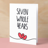 7 Year Anniversary Card For Husband or Wife Anniversary Card for 7th Anniversary Card For Boyfriend or Girlfriend Seven Wedding Anniversary