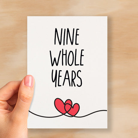 9 Year Anniversary Card For Husband or Wife Anniversary Card for 9th Anniversary Card For Boyfriend or Girlfriend Nine Wedding Anniversary