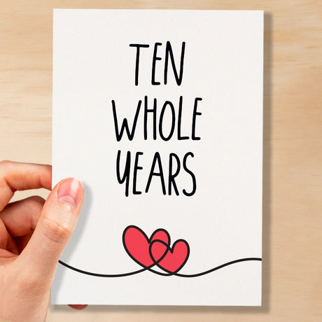 10 Year Anniversary Card For Husband or Wife Anniversary Card for 10th Anniversary Card For Boyfriend Girlfriend Tenth Wedding Anniversary