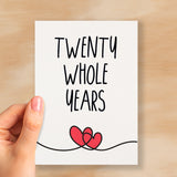 20 Year Anniversary Card For Husband or Wife Anniversary Card 20th Anniversary Card For Boyfriend Girlfriend Twentieth Wedding Anniversary