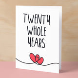 20 Year Anniversary Card For Husband or Wife Anniversary Card 20th Anniversary Card For Boyfriend Girlfriend Twentieth Wedding Anniversary