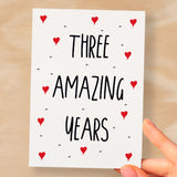 3 Year Anniversary Card For Wife or Husband Anniversary Card for 3rd Anniversary Card For Boyfriend or Girlfriend Third Wedding Anniversary