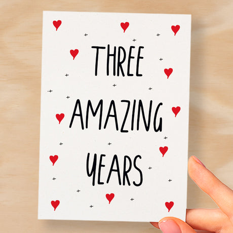 3 Year Anniversary Card For Wife or Husband Anniversary Card for 3rd Anniversary Card For Boyfriend or Girlfriend Third Wedding Anniversary