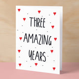 3 Year Anniversary Card For Wife or Husband Anniversary Card for 3rd Anniversary Card For Boyfriend or Girlfriend Third Wedding Anniversary