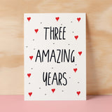 3 Year Anniversary Card For Wife or Husband Anniversary Card for 3rd Anniversary Card For Boyfriend or Girlfriend Third Wedding Anniversary