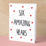 6 Year Anniversary Card For Wife or Husband Anniversary Card for 6th Anniversary Card For Boyfriend or Girlfriend Six Wedding Anniversary