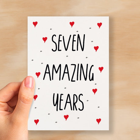 7 Year Anniversary Card For Wife or Husband Anniversary Card for 7th Anniversary Card For Boyfriend or Girlfriend Seven Wedding Anniversary