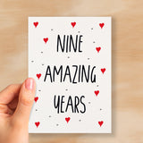 9 Year Anniversary Card For Wife or Husband Anniversary Card for 9th Anniversary Card For Boyfriend or Girlfriend Nine Wedding Anniversary