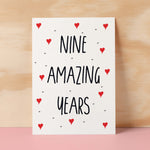 9 Year Anniversary Card For Wife or Husband Anniversary Card for 9th Anniversary Card For Boyfriend or Girlfriend Nine Wedding Anniversary