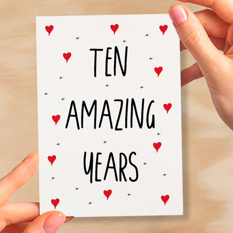 10 Year Anniversary Card For Wife or Husband Anniversary Card for 10th Anniversary Card For Boyfriend Girlfriend Tenth Wedding Anniversary