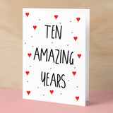 10 Year Anniversary Card For Wife or Husband Anniversary Card for 10th Anniversary Card For Boyfriend Girlfriend Tenth Wedding Anniversary