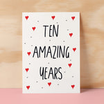 10 Year Anniversary Card For Wife or Husband Anniversary Card for 10th Anniversary Card For Boyfriend Girlfriend Tenth Wedding Anniversary