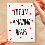 15 Year Anniversary Card For Wife or Husband Anniversary Card for 15th Anniversary Card For Boyfriend Girlfriend Fifteen Wedding Anniversary