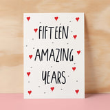 15 Year Anniversary Card For Wife or Husband Anniversary Card for 15th Anniversary Card For Boyfriend Girlfriend Fifteen Wedding Anniversary