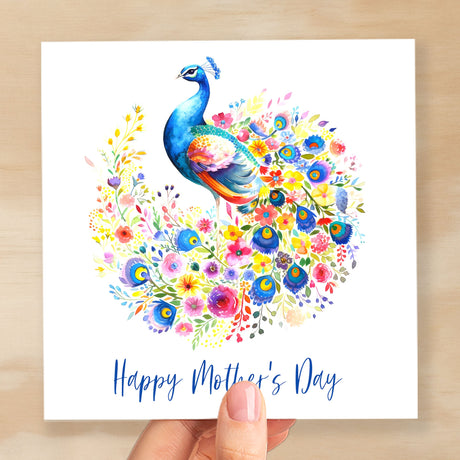 Mother's Day Card For Mum Happy Mother's Day Mothers Day card Mothering Sunday Peacock Flower Mother's Day Card For Mom Mommy Mum Mummy