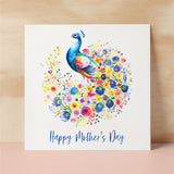 Mother's Day Card For Mum Happy Mother's Day Mothers Day card Mothering Sunday Peacock Flower Mother's Day Card For Mom Mommy Mum Mummy