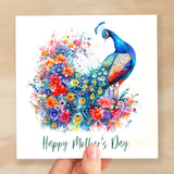 Mother's Day Card For Mum Happy Mother's Day Mothers Day card Mothering Sunday Flower Peacock Mother's Day Card For Mom Mommy Mum Mummy