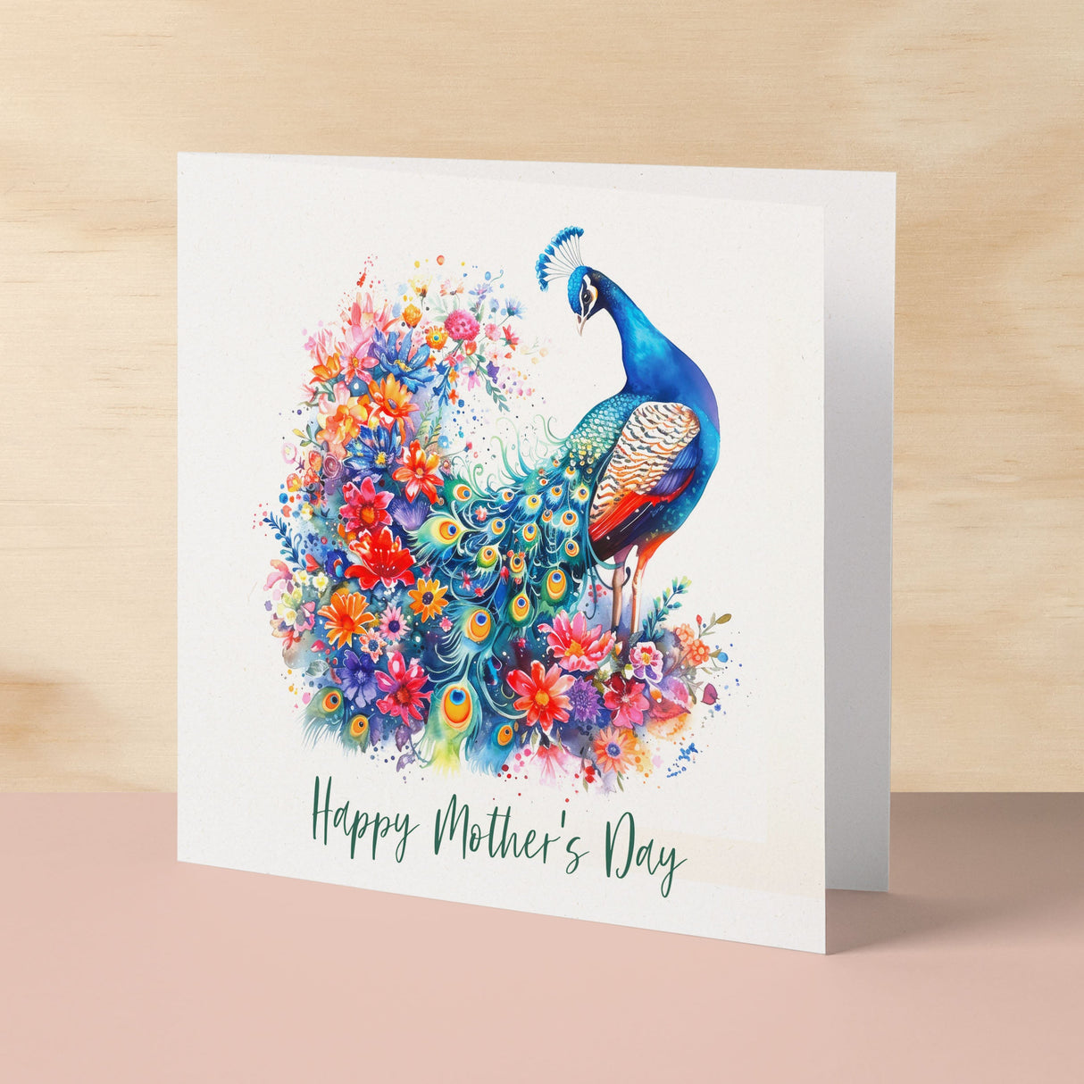 Mother's Day Card For Mum Happy Mother's Day Mothers Day card Mothering Sunday Flower Peacock Mother's Day Card For Mom Mommy Mum Mummy