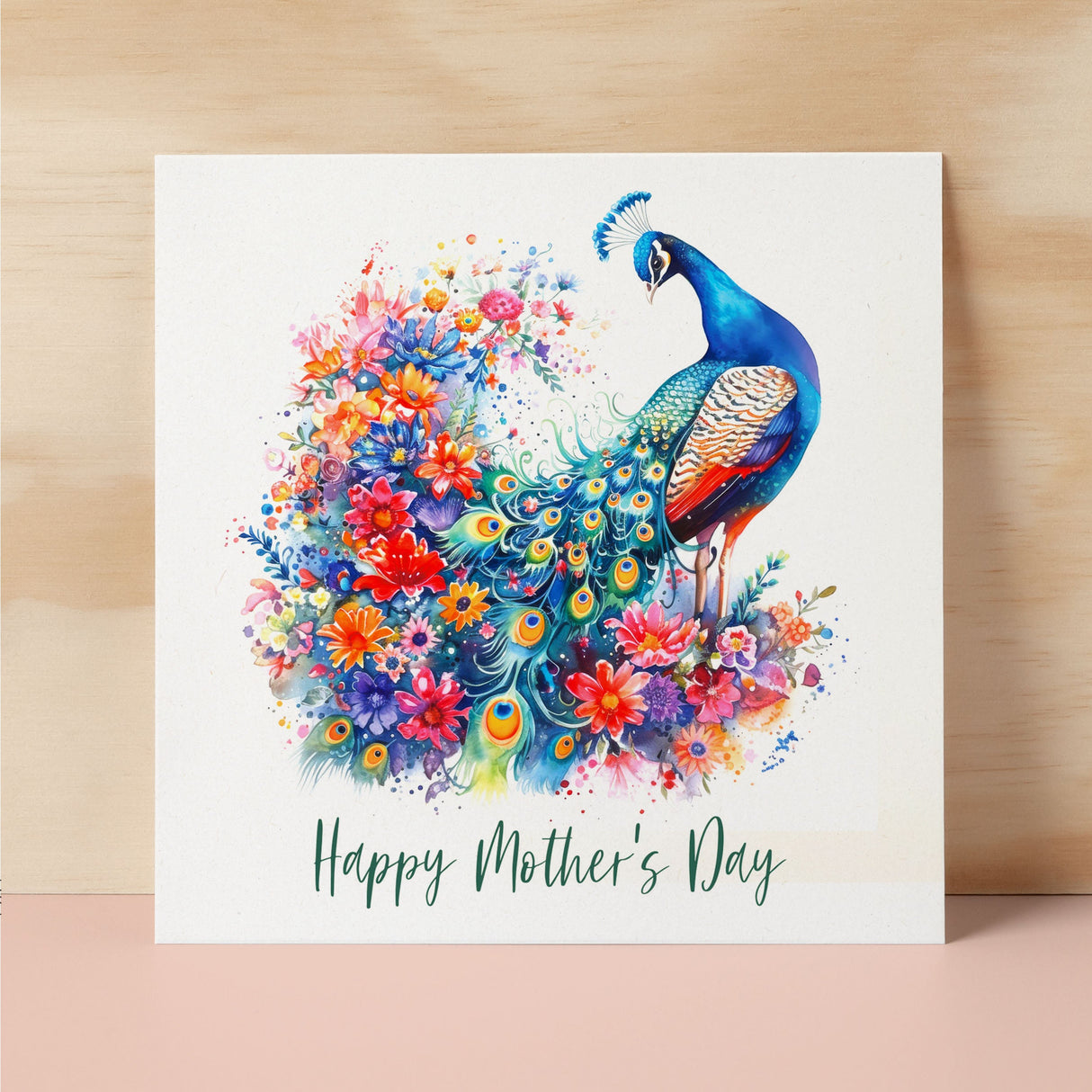 Mother's Day Card For Mum Happy Mother's Day Mothers Day card Mothering Sunday Flower Peacock Mother's Day Card For Mom Mommy Mum Mummy