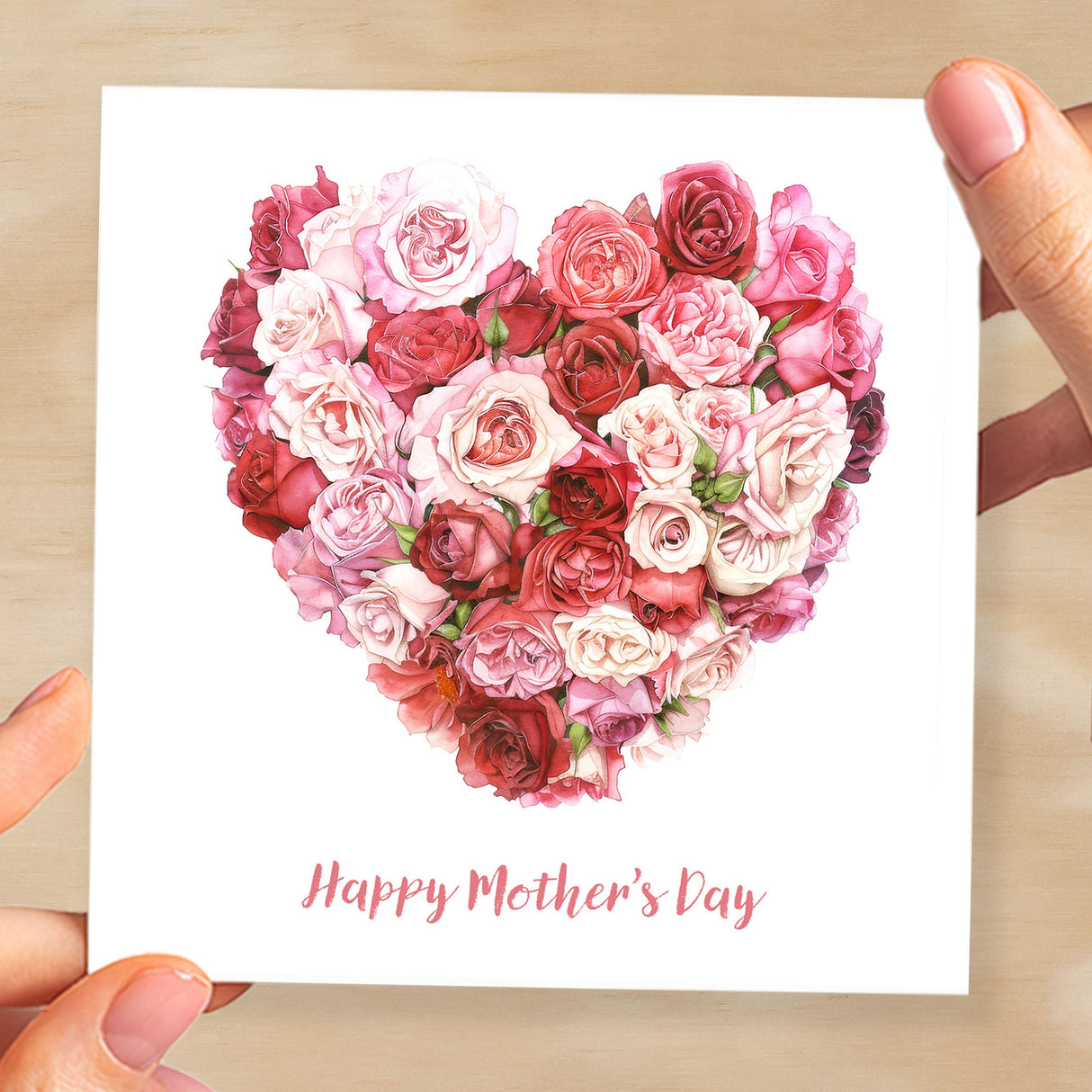 Mother's Day Card For Mum Happy Mother's Day Mothers Day card Mothering Sunday Card Pink Rose Heart Mother's Day Card For Mom Mommy Mum Mummy