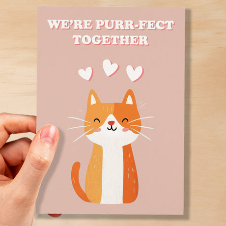 Cute Anniversary or Valentine's Card We're Purr-Fect Together Cute Cat Anniversary Card For Him or Her