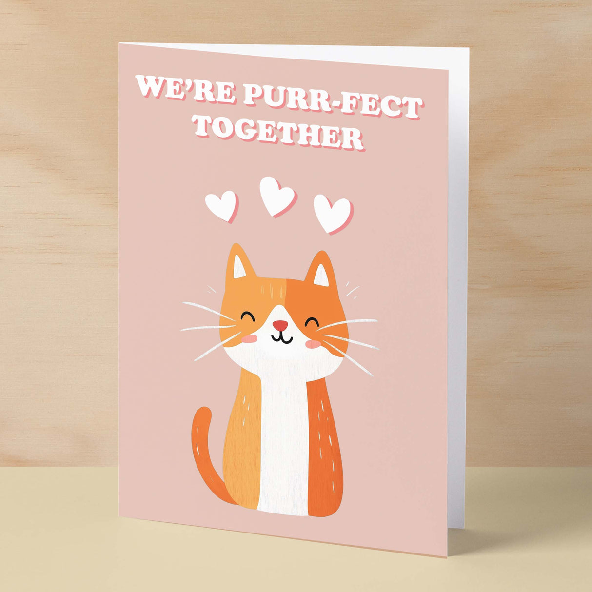 Cute Anniversary or Valentine's Card We're Purr-Fect Together Cute Cat Anniversary Card For Him or Her