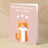 Cute Anniversary or Valentine's Card We're Purr-Fect Together Cute Cat Anniversary Card For Him or Her