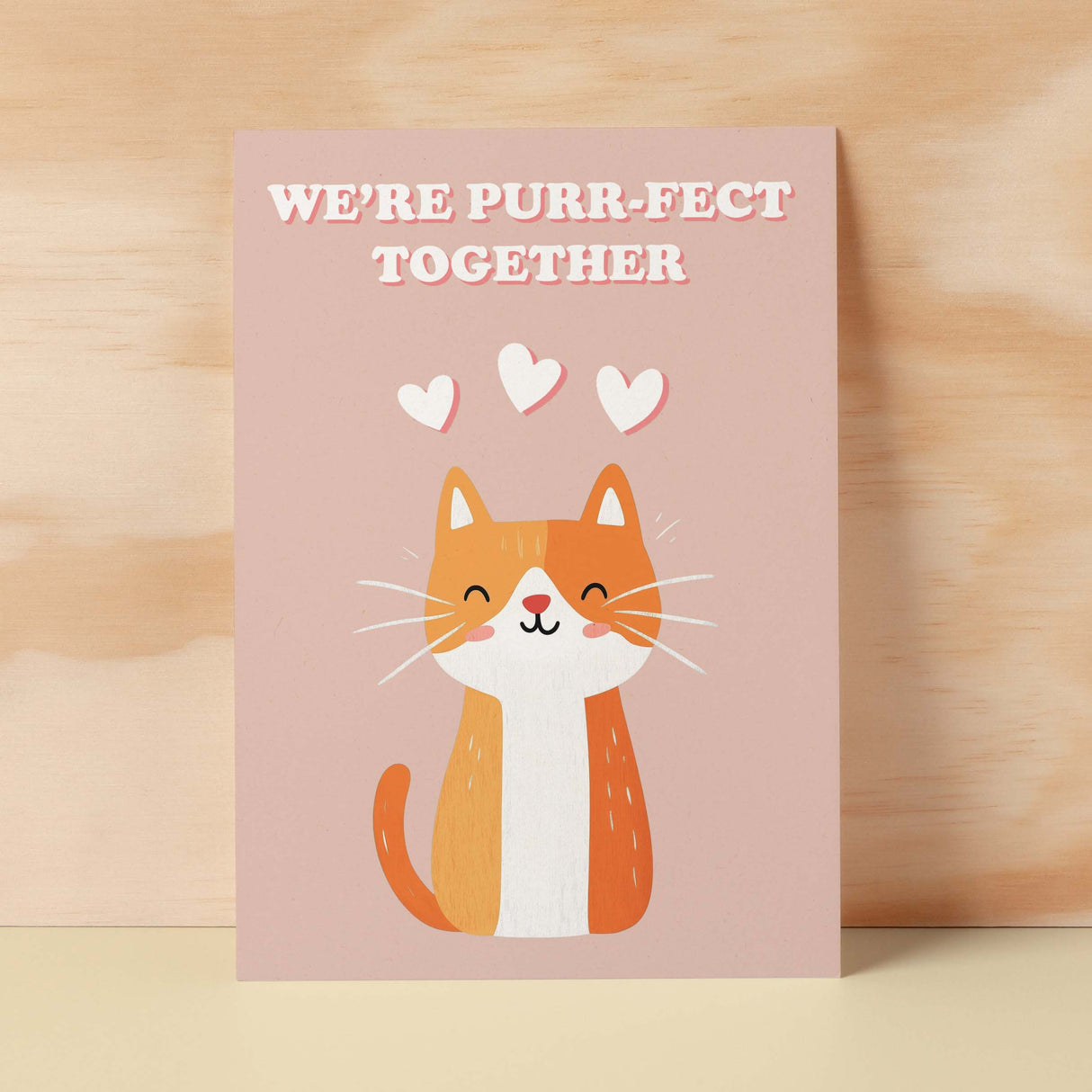 Cute Anniversary or Valentine's Card We're Purr-Fect Together Cute Cat Anniversary Card For Him or Her