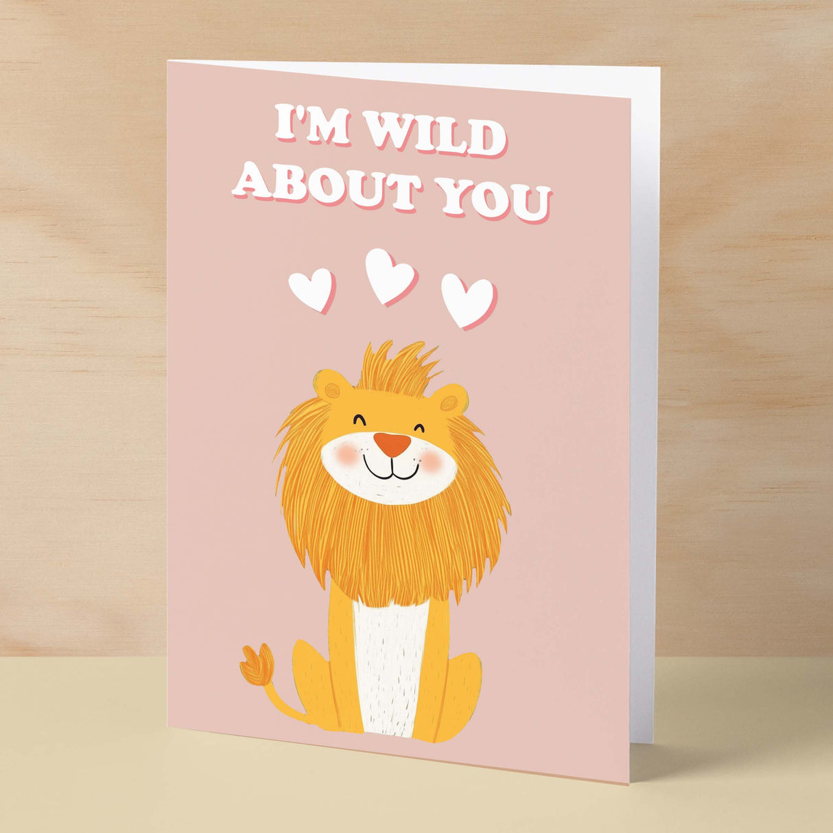 Cute Anniversary or Valentine's Card I'm Wild About You Cute Lion Anniversary Card For Him or Her