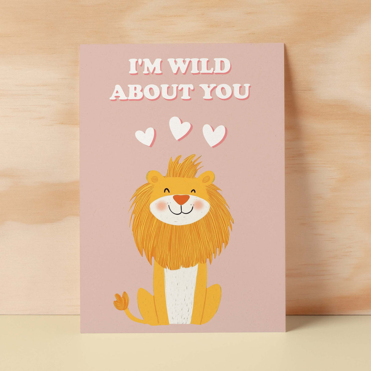 Cute Anniversary or Valentine's Card I'm Wild About You Cute Lion Anniversary Card For Him or Her