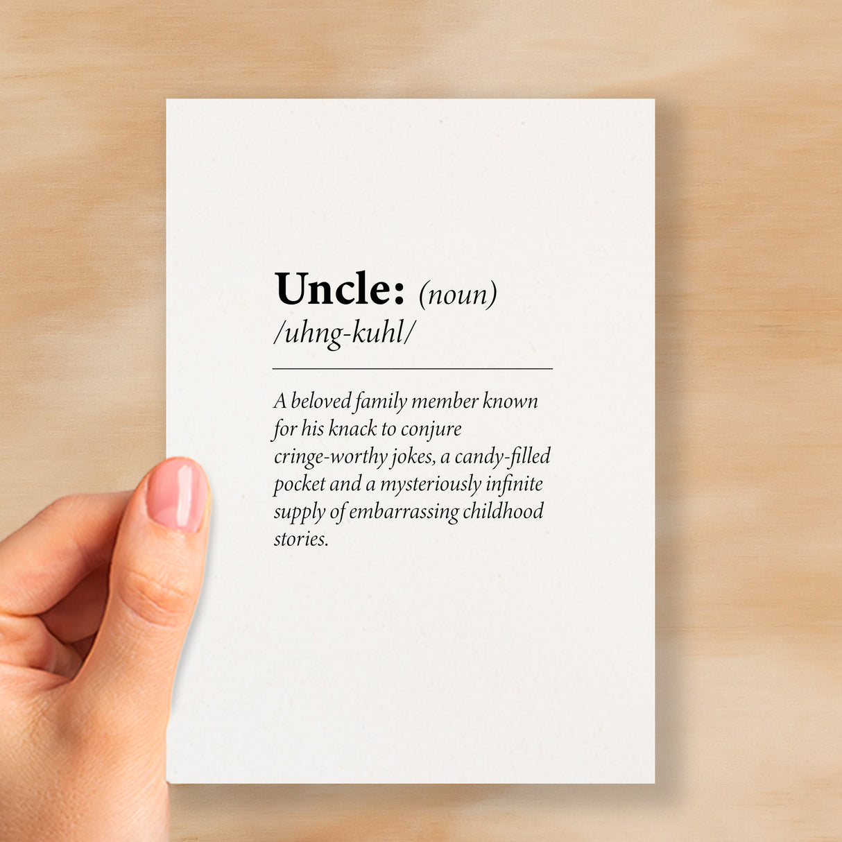 Birthday Card For Uncle Fun Dictionary Quote Card For Uncle Custom Message Card For Uncle Funny Birthday Card For Uncle