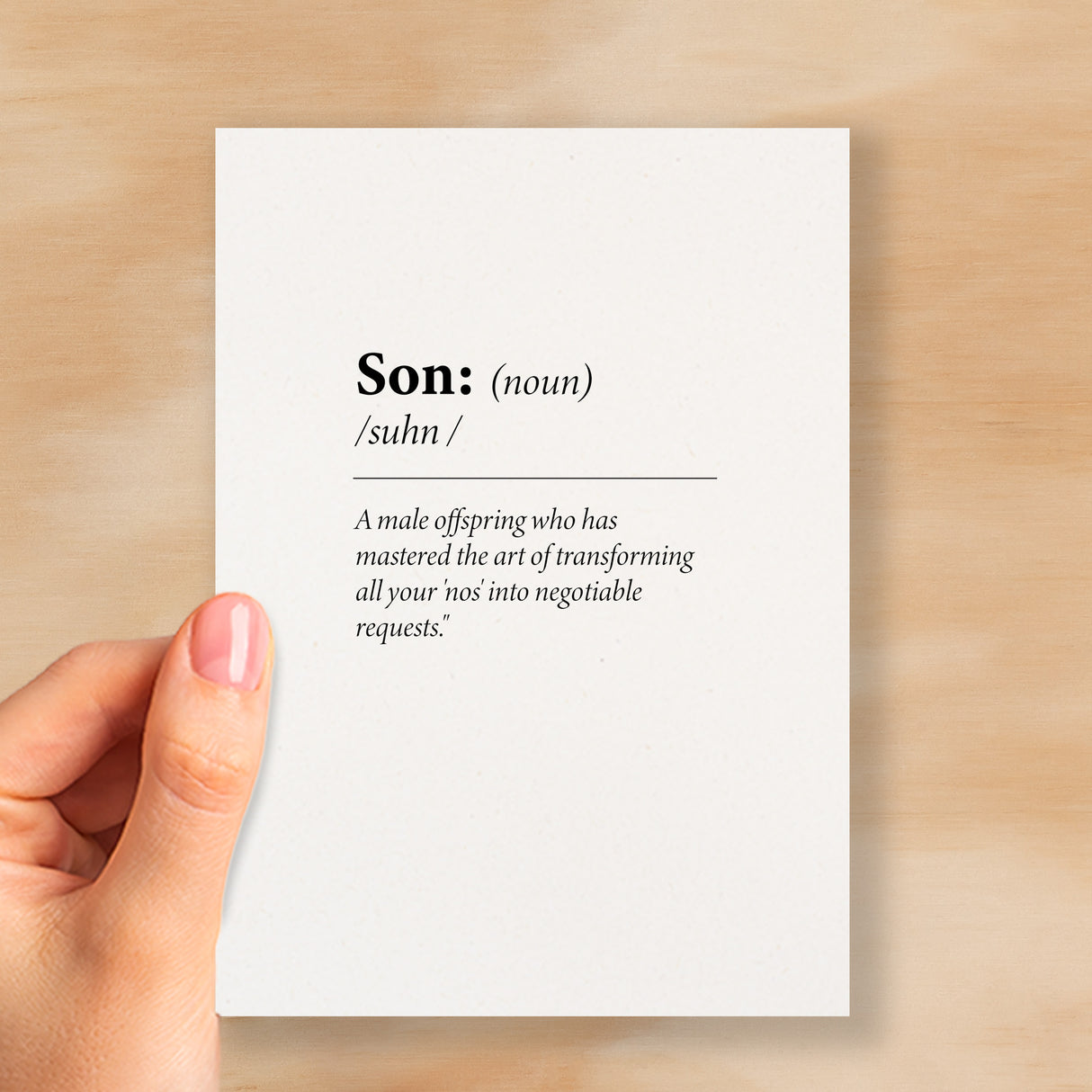 Birthday Card For Son Fun Dictionary Quote Card For Son Custom Message Card For Son Funny Birthday Card For Son