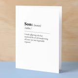 Birthday Card For Son Fun Dictionary Quote Card For Son Custom Message Card For Son Funny Birthday Card For Son