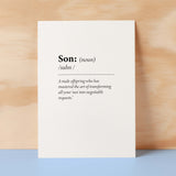 Birthday Card For Son Fun Dictionary Quote Card For Son Custom Message Card For Son Funny Birthday Card For Son