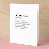 Birthday Card For Mum Fun Dictionary Quote Card For Mum Custom Message Card For Mum Birthday Card For Mummyy