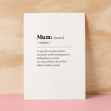 Birthday Card For Mum Fun Dictionary Quote Card For Mum Custom Message Card For Mum Birthday Card For Mummyy