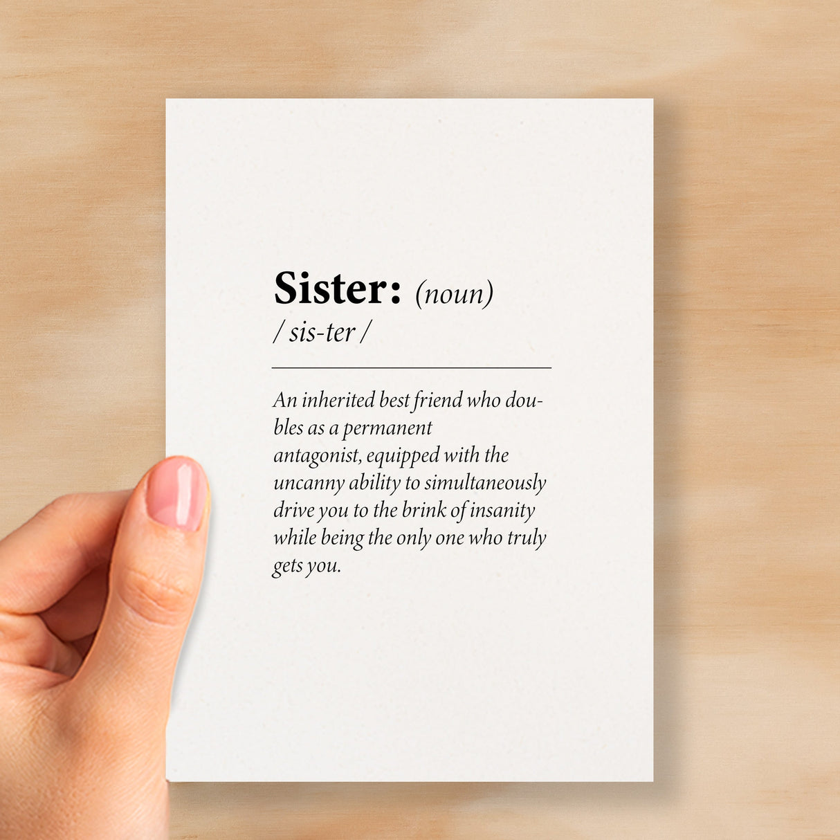 Birthday Card For Sister Fun Dictionary Quote Card For Sister Custom Message Card For Sister Funny Birthday Card For Sister