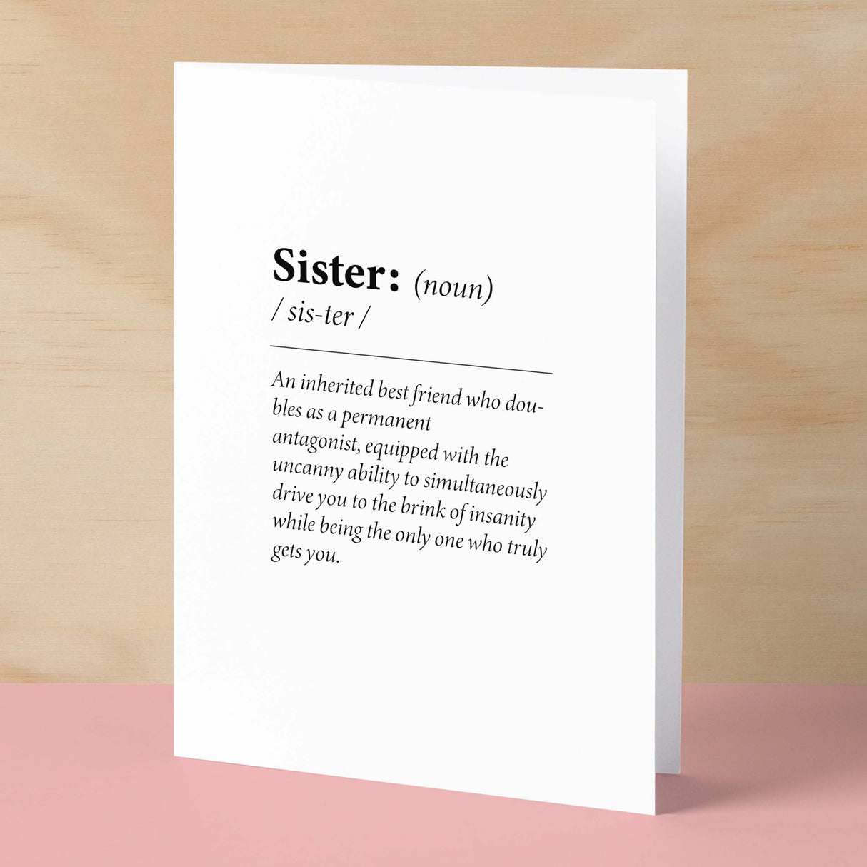 Birthday Card For Sister Fun Dictionary Quote Card For Sister Custom Message Card For Sister Funny Birthday Card For Sister