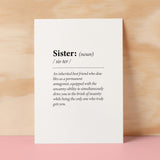 Birthday Card For Sister Fun Dictionary Quote Card For Sister Custom Message Card For Sister Funny Birthday Card For Sister