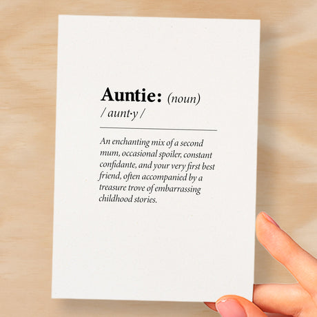 Birthday Card For Auntie Fun Dictionary Quote Card For Auntie Custom Message Card For Auntie Funny Birthday Card For Auntie