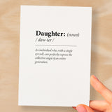 Birthday Card For Daughter Fun Dictionary Quote Card For Daughter Custom Message Card For Daughter Funny Birthday Card For Daughter