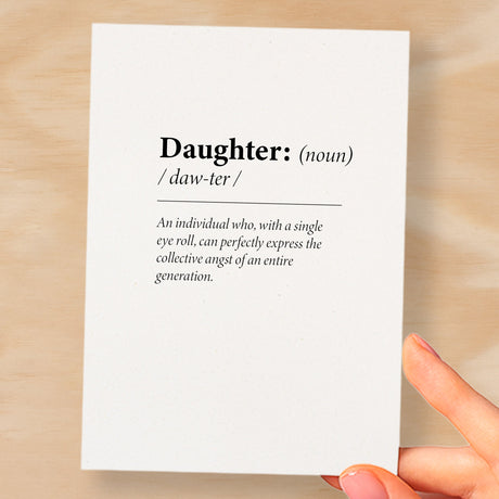 Birthday Card For Daughter Fun Dictionary Quote Card For Daughter Custom Message Card For Daughter Funny Birthday Card For Daughter