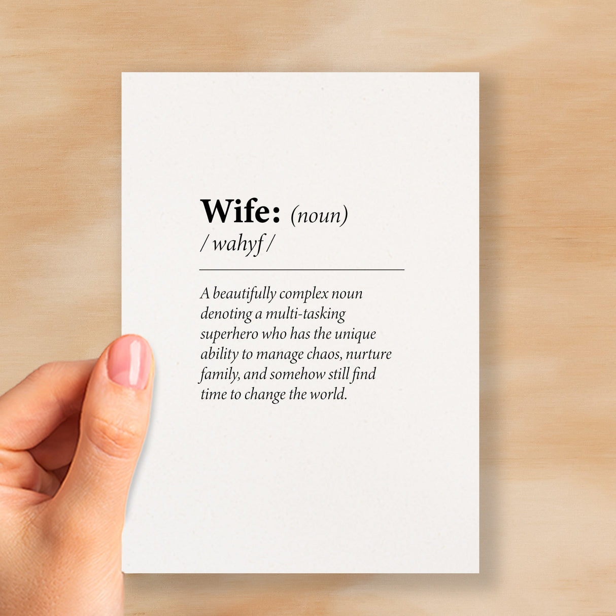 Birthday Card For Wife Fun Dictionary Quote Card For Wife Custom Message Card For Wife Funny Birthday Card For Wife