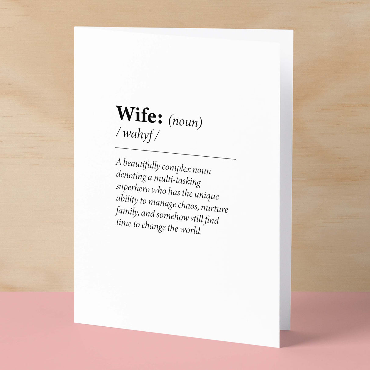 Birthday Card For Wife Fun Dictionary Quote Card For Wife Custom Message Card For Wife Funny Birthday Card For Wife