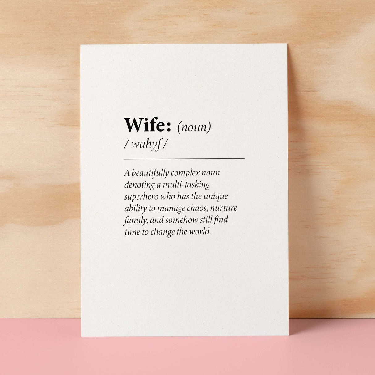 Birthday Card For Wife Fun Dictionary Quote Card For Wife Custom Message Card For Wife Funny Birthday Card For Wife