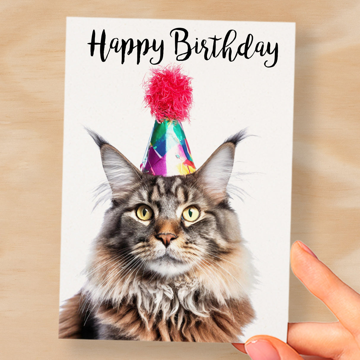 Birthday Card For Her Card For Friend Mum or Sister Birthday Card For Him Brother Dad Happy Birthday Card of Mainecoon Cat Fun Birthday Card