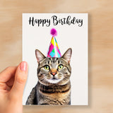 Birthday Card For Her Card For Friend Mum or Sister Birthday Card For Him Brother Dad Happy Birthday Card of Tabby Cat Fun Birthday Card